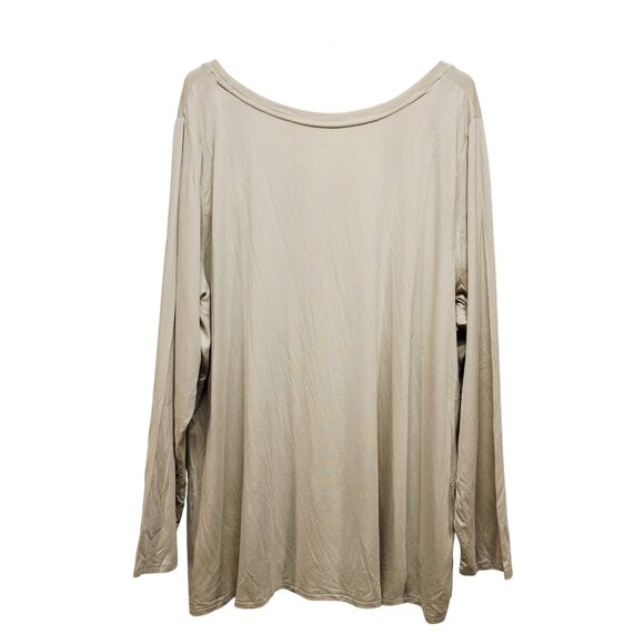 Ava & Viv Womens Size 3X Beige Long Sleeve Scoop Neck Top Shirt - Picture 6 of 6